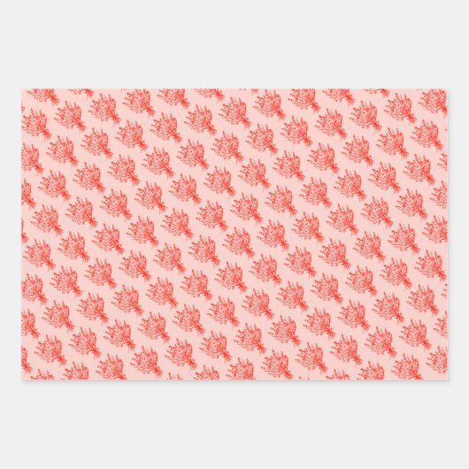 Wildbloemboeket Floral Whimsical rood roze Inpakpapier Vel (Voorkant 3)