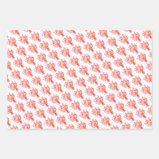Wildbloemboeket Floral Whimsical rood roze Inpakpapier Vel (Voorkant 2)