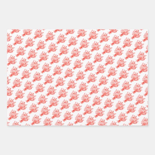 Wildbloemboeket Floral Whimsical rood roze Inpakpapier Vel (Voorkant)