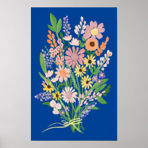 Wildbloemboeket Kleurrijke Gouache Schilderkunst Poster