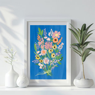 Wildbloemboeket Kleurrijke Gouache Schilderkunst Poster