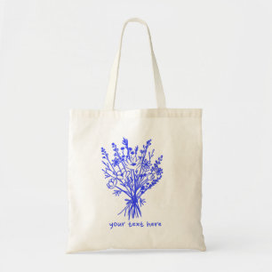Wildbloemboeket Losse Bloemen Doodle Custom Blauw Tote Bag