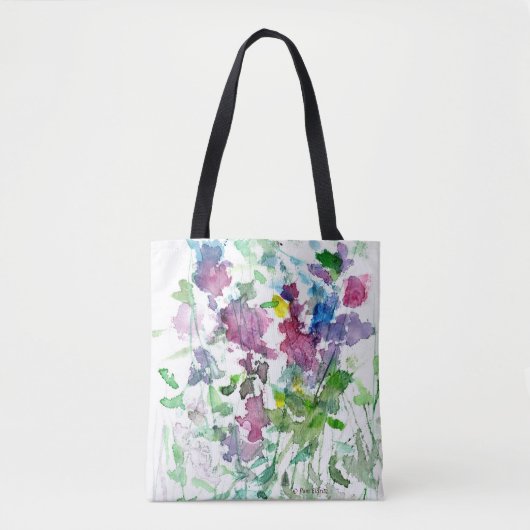Wildbloemboeket Rood Blauw Roze Waterverf Afbeeldi Tote Bag (Voorkant)