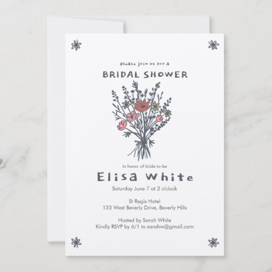 Wildbloemboeket rustiek grillig Vrijgezellenfeest Kaart (Voorkant)