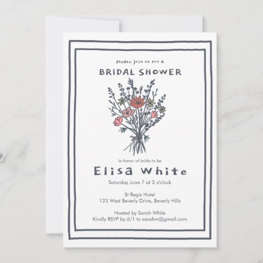 Wildbloemboeket rustiek grillig Vrijgezellenfeest Kaart (Voorkant)