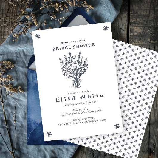 Wildbloemboeket rustiek grillig Vrijgezellenfeest Kaart