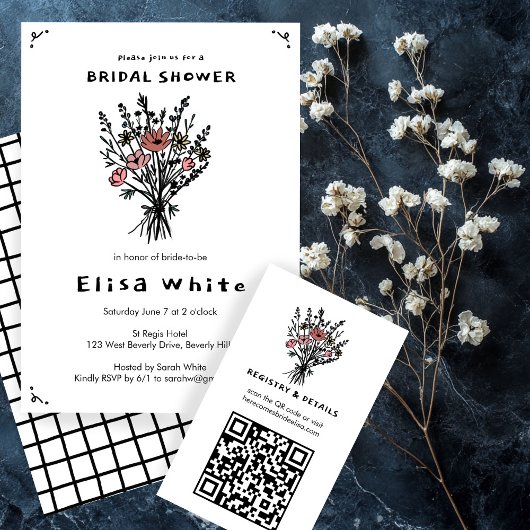 Wildbloemboeket rustiek grillig Vrijgezellenfeest Kaart