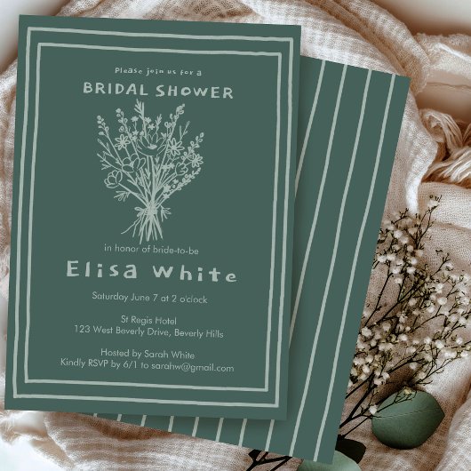 Wildbloemboeket rustiek grillig Vrijgezellenfeest Kaart