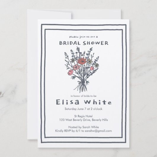 Wildbloemboeket rustiek grillig Vrijgezellenfeest Kaart (Voorkant)