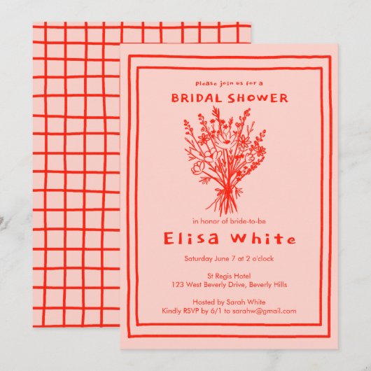 Wildbloemboeket rustiek grillig Vrijgezellenfeest Kaart (Voorkant / Achterkant)