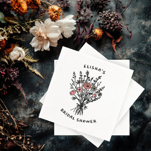 Wildbloemboeket rustiek grillig Vrijgezellenfeest Servet