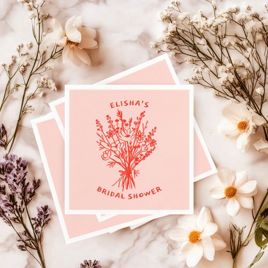 Wildbloemboeket rustiek grillig Vrijgezellenfeest Servet