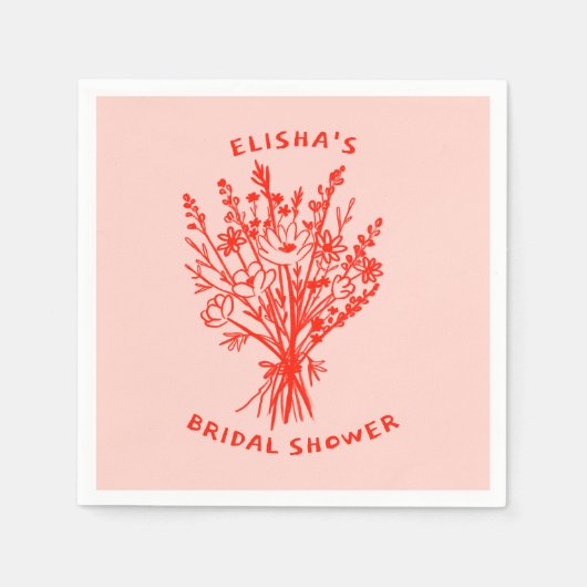 Wildbloemboeket rustiek grillig Vrijgezellenfeest Servet (Voorkant)