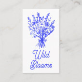 Wildbloemboeket Rustiek Minimaal Bloemen Blauw QR Visitekaartje (Voorkant)