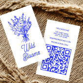 Wildbloemboeket Rustiek Minimaal Bloemen Blauw QR Visitekaartje