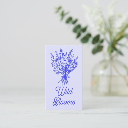 Wildbloemboeket Rustiek Minimaal Bloemen Blauw Roo Visitekaartje (Staand voorkant)