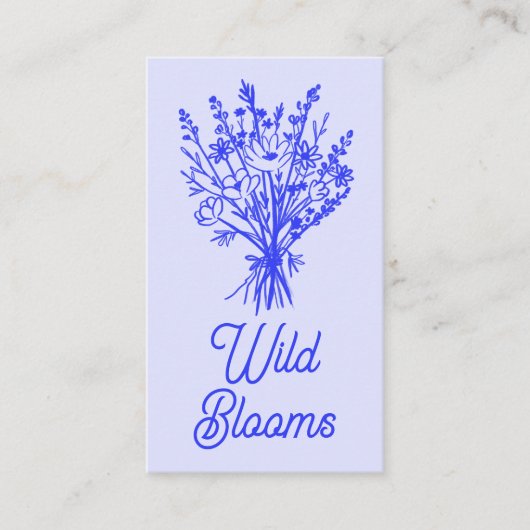 Wildbloemboeket Rustiek Minimaal Bloemen Blauw Roo Visitekaartje (Voorkant)