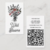 Wildbloemboeket Rustiek Minimale Bloemen QR code Visitekaartje (Voorkant / Achterkant)