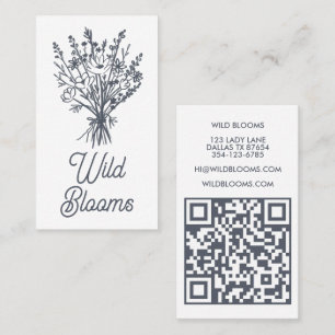 Wildbloemboeket Rustiek Minimale Bloemen QR code Visitekaartje
