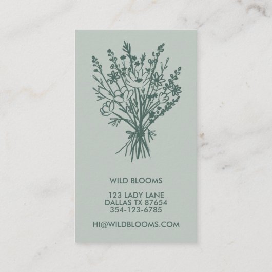 Wildbloemboeket Rustiek Minimale Bloemen Salie Chi Visitekaartje (Achterkant)