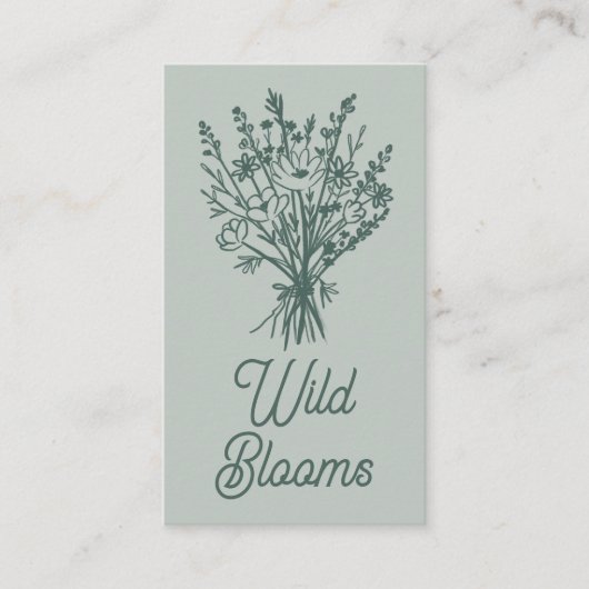 Wildbloemboeket Rustiek Minimale Bloemen Salie Chi Visitekaartje (Voorkant)