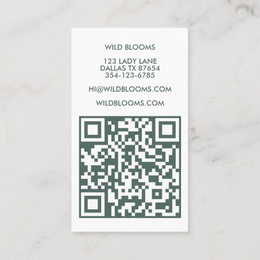 Wildbloemboeket Rustiek Minimale Bloemensalie QR Visitekaartje (Achterkant)