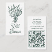 Wildbloemboeket Rustiek Minimale Bloemensalie QR Visitekaartje (Voorkant / Achterkant)