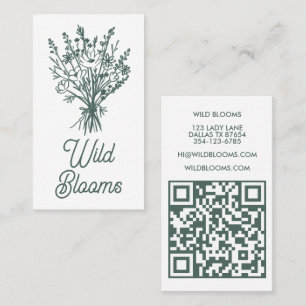 Wildbloemboeket Rustiek Minimale Bloemensalie QR Visitekaartje