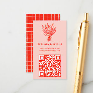 Wildbloemboeket rustieke grillige QR-code bruids Informatiekaartje