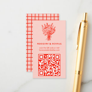 Wildbloemboeket rustieke grillige QR-code bruids Informatiekaartje