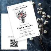 Wildbloemboeket rustieke grillige QR-code bruids Kaart