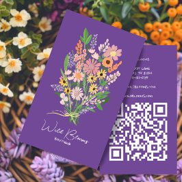 Wildbloemboeket Rustieke Handgemaakte Bloemen QR C Visitekaartje
