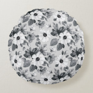 Wildbloemboeket Waterverf illustratie Rond Kussen