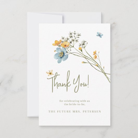 Wildbloemboho modern minimalistisch vrijgezellenfe bedankkaart (Voorkant)