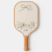 Wildbloemboog Bloemen Beige Initialen Monogram Pickleball Paddle (Voorkant)