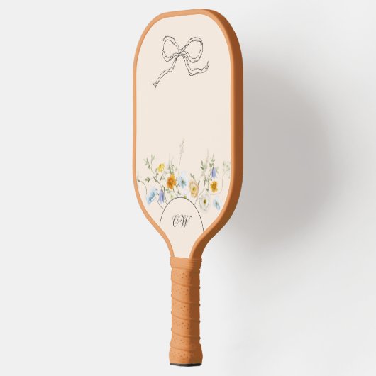 Wildbloemboog Bloemen Beige Initialen Monogram Pickleball Paddle (Links)