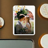 Wildbloemboog | Boho Foto De datum opslaan Magneet