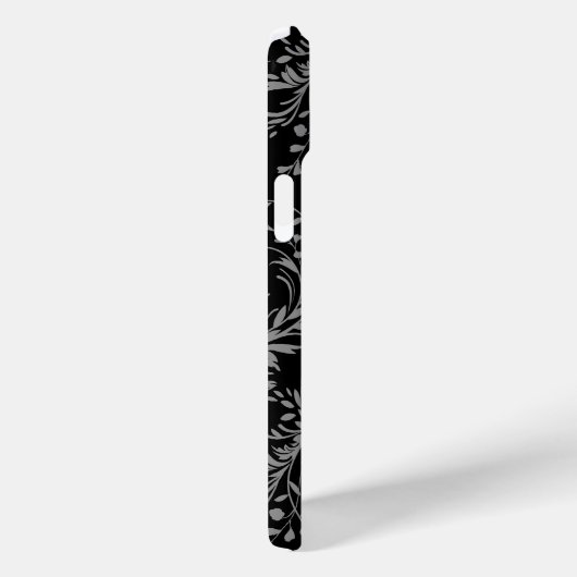 Wildbloemdamast zwart grijs genoemd Case-Mate iPhone case (Achterkant / Rechts)