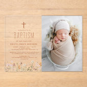 Wildbloemdooptuin in bloei acryl uitnodigingen (Voorkant)