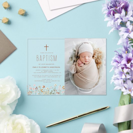 Wildbloemdooptuin in bloei acryl uitnodigingen (Insitu (Huwelijk))