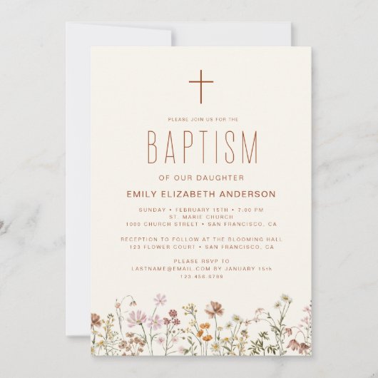 Wildbloemdooptuin in bloei terracotta kaart (Voorkant)