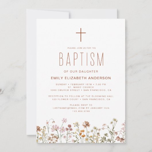 Wildbloemdooptuin in bloei terracotta kaart (Voorkant)