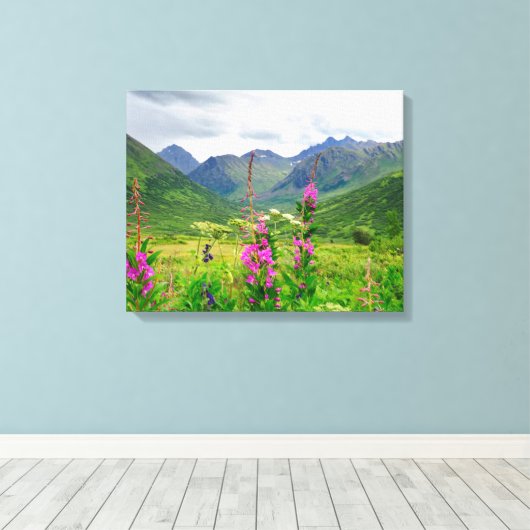 Wildbloemen Alaskan Valley Canvas Afdruk (Insitu (Houten vloer))