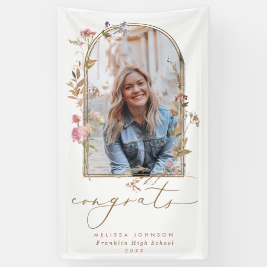 Wildbloemen Arch Photo Graduation Party Banner (Verticaal)