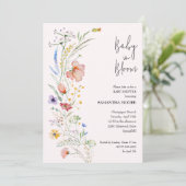 Wildbloemen Baby Girl Shower Invitations (Staand voorkant)