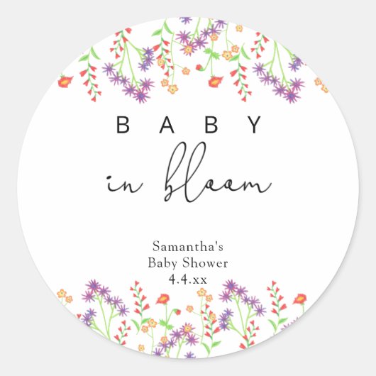 Wildbloemen - Baby in bloei Ronde Sticker (Voorkant)