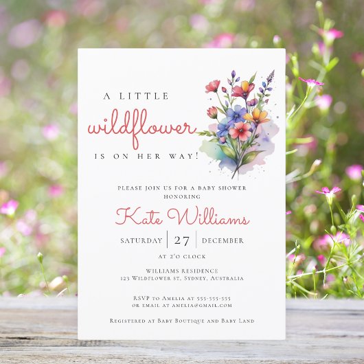 Wildbloemen Baby in bloei waterverf floraal Kaart