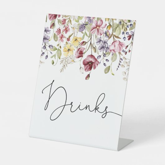 Wildbloemen Baby in Drinken van het Baby shower Bl Reclamebord Met Voetstuk (Voorkant)