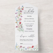 Wildbloemen Baby shower All In One Uitnodiging (Binnen)