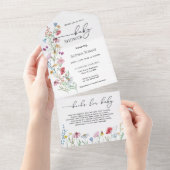 Wildbloemen Baby shower All In One Uitnodiging (Afscheurbaar)
